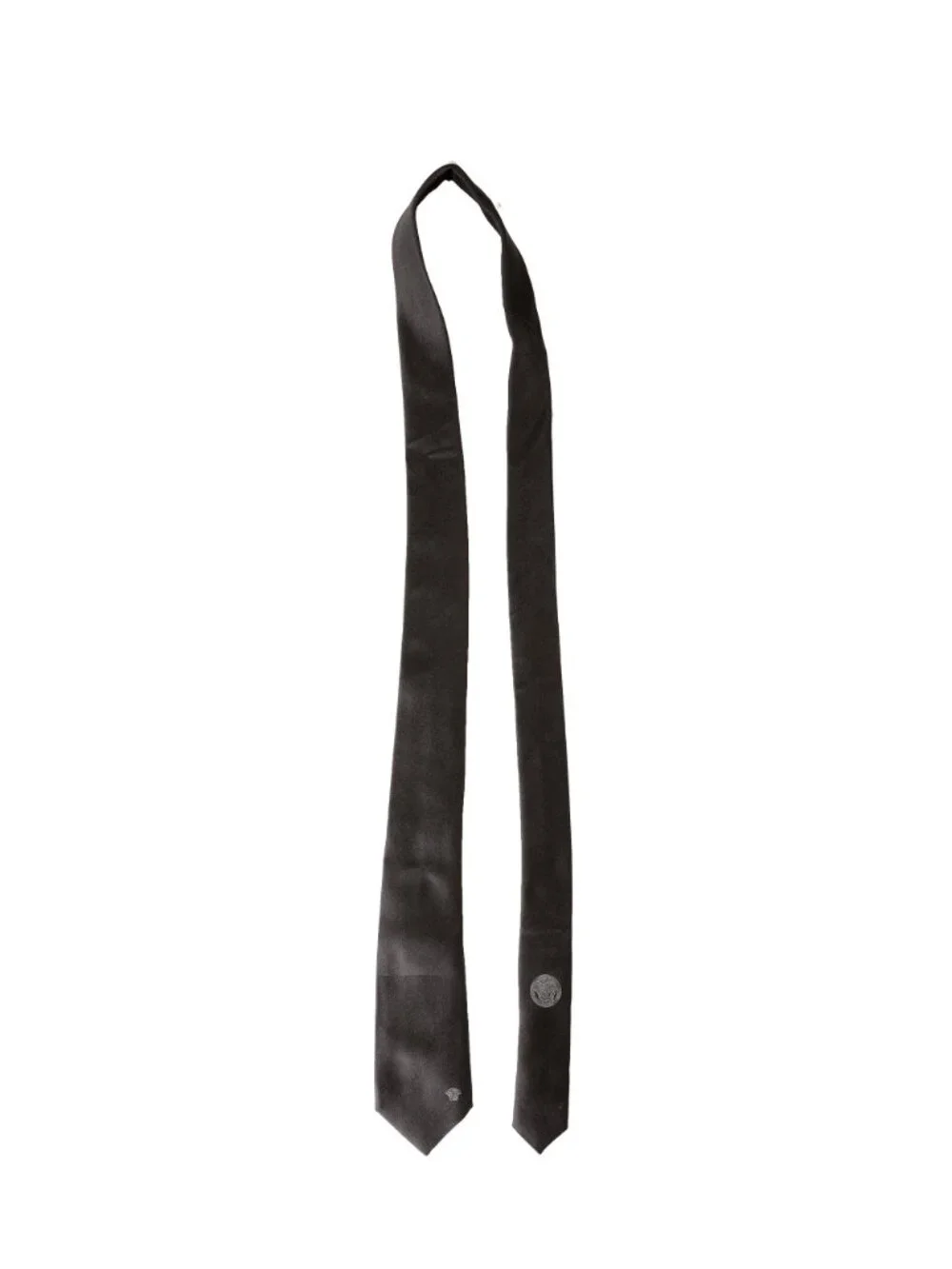 Versace Men's Medusa Logo Print Black 100% Silk Tie